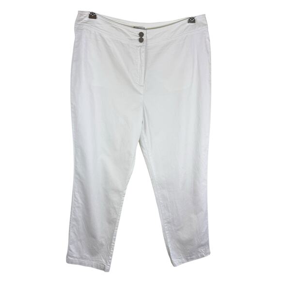 Chico's Pants - Chico's White High Rise Straight Leg Cotton Lightweight Pants Pockets Size 14